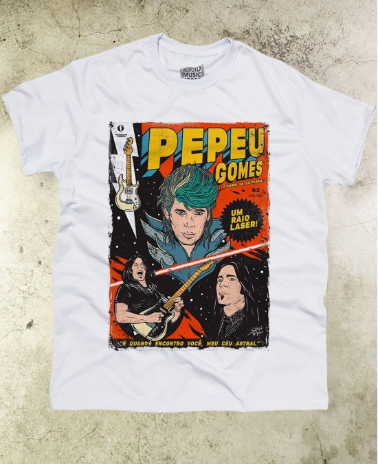 Camiseta Pepeu Gomes 01 Oficial - Banda Novos Baianos - Paranoid Music Store (Branca)