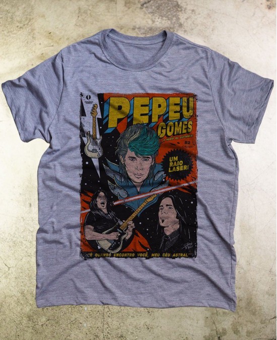 Camiseta Pepeu Gomes 01 Oficial - Banda Novos Baianos - Paranoid Music Store (Cinza)