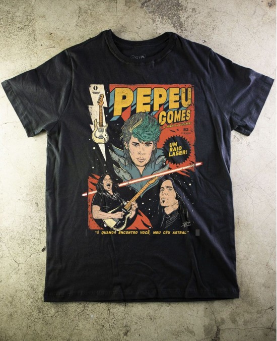 Camiseta Pepeu Gomes 01 Oficial - Banda Novos Baianos - Paranoid Music Store (Preta)