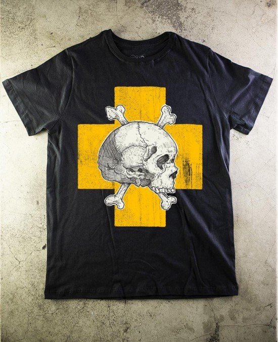 Camiseta Collection Skull 09 -  Caveira Cruz Amarela - Paranoid Music Store